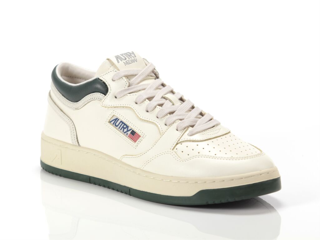  Med-Way Mid - Sneakers uomo Autry. Disponibile in diverse taglie: 46, 41, 42, 43, 44, 45 e colori verde scuro, bianco sporco. Y