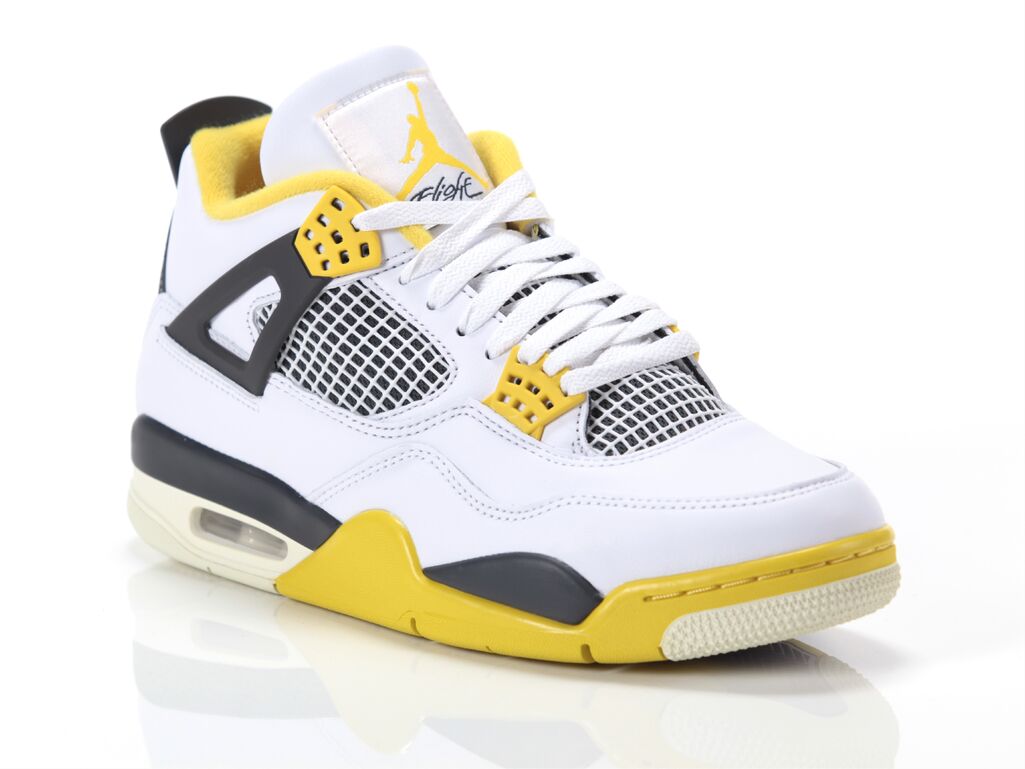  AIR JORDAN 4 RETRO VIVID SULFUR - Sneakers donna Jordan. Disponibile in diverse taglie: 42, 43, 44 e colori giallo, bianco, ner