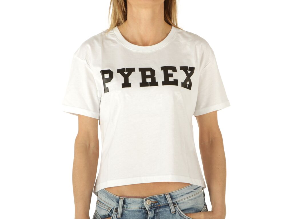 Pyrex Maglia Corta Donna In Jersey Bianco Stampa Nera woman 22EPB34222 BIA