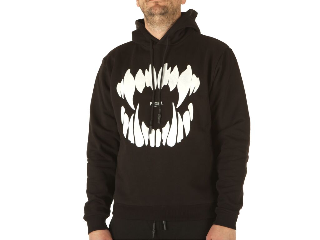  Black Hoodie With White Mouth Print - Felpe uomo Phobia Archive. Disponibile in diverse taglie: l, s, xl, xs e colori nero. YOU