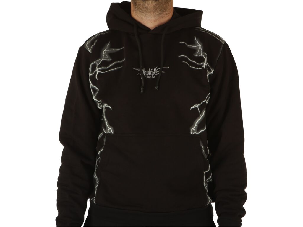  Black Hoodie With Grey New Lightning - Felpe uomo Phobia Archive. Disponibile in diverse taglie: l, xl e colori grigio, bianco,