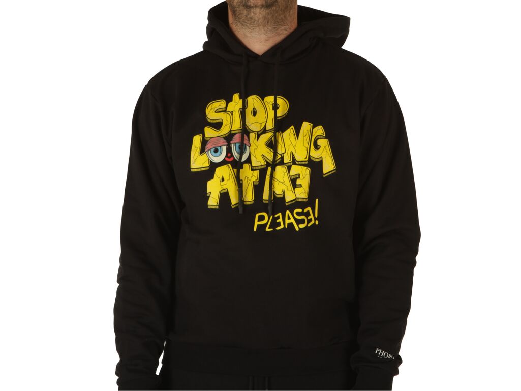  Black Hoodie With Tdc Please Print - Felpe uomo Phobia Archive. Disponibile in diverse taglie: l, m, s, xl e colori giallo, ner