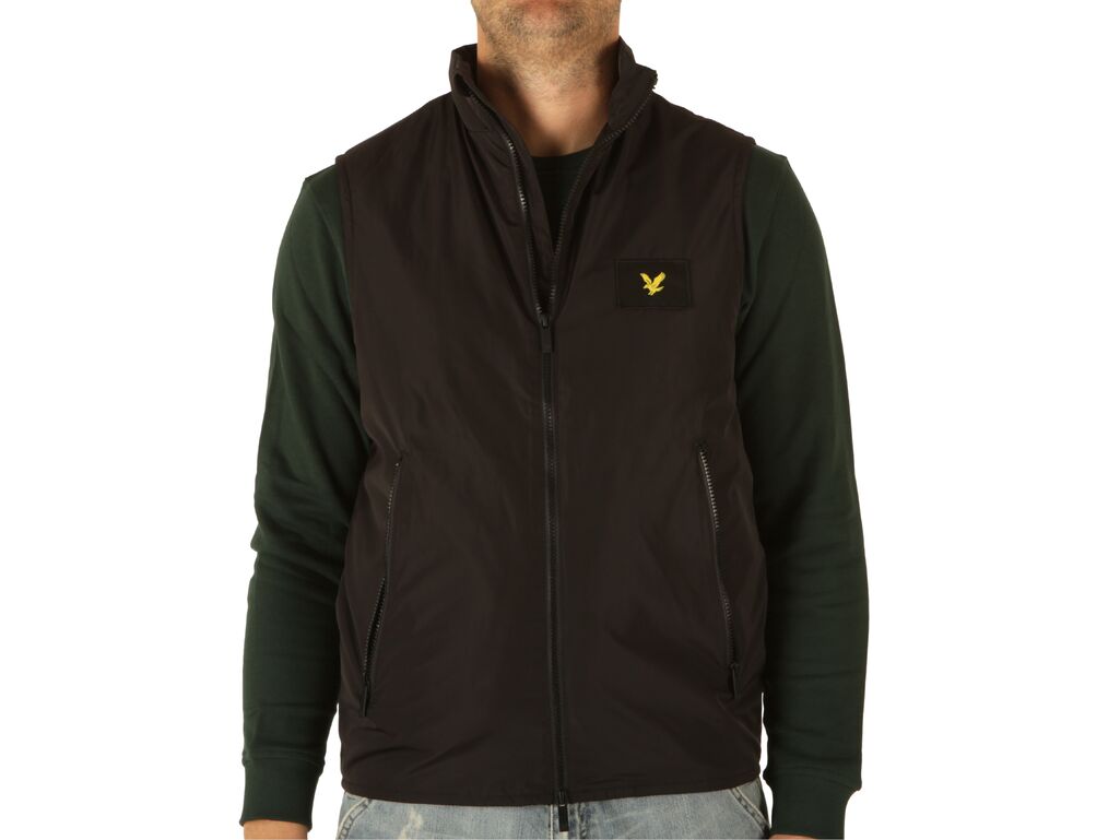 Lyle & Scott Double Zip Packable Gilet Jet Black homme JK1642V Z865