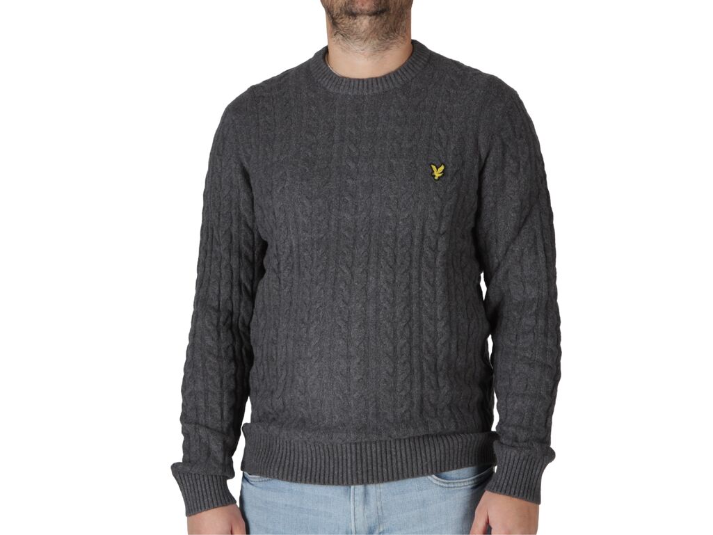 Lyle & Scott Cable Crew Neck Jumper Jet Black Marl hombre KN2115V W155 