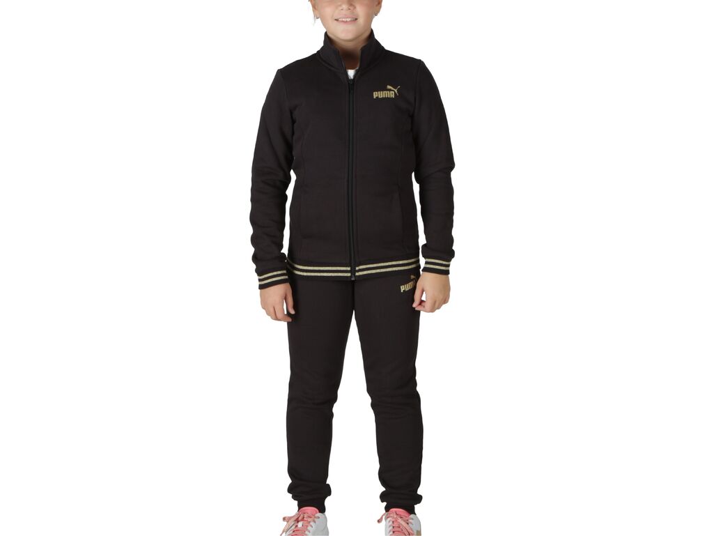  ESS+ Glitter FZ Suit - Tuta bambina Puma. Disponibile in diverse taglie: 10y, 11y, 12y, 15y, 16y, 9y e colori oro, nero. YOUSPO