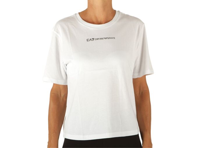 Emporio Armani T-Shirt Logo Crossover Bianco woman 8NTT22 TJBEZ 1100