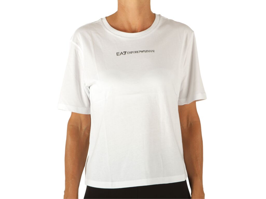 Emporio Armani T-Shirt Logo Crossover Bianco woman 8NTT22 TJBEZ 1100